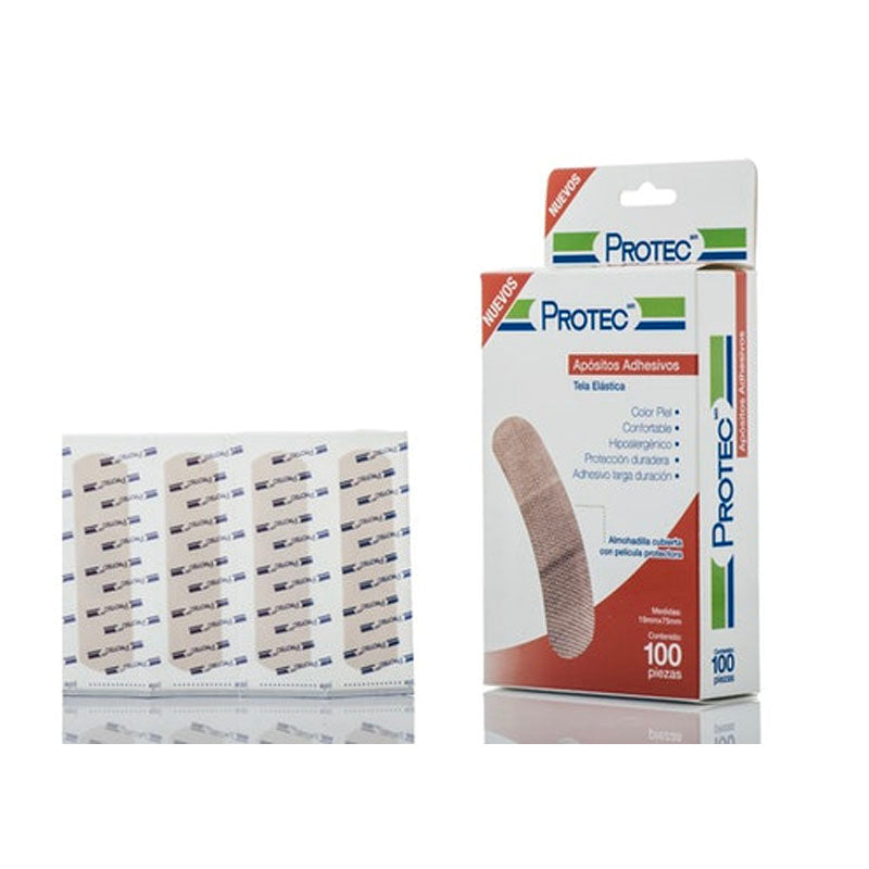 BANDAS ADH PROTEC RECTA PIEL 100PZ