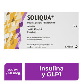 SOLIQUA 100U 50MCG S INY 3X3ML PLUM